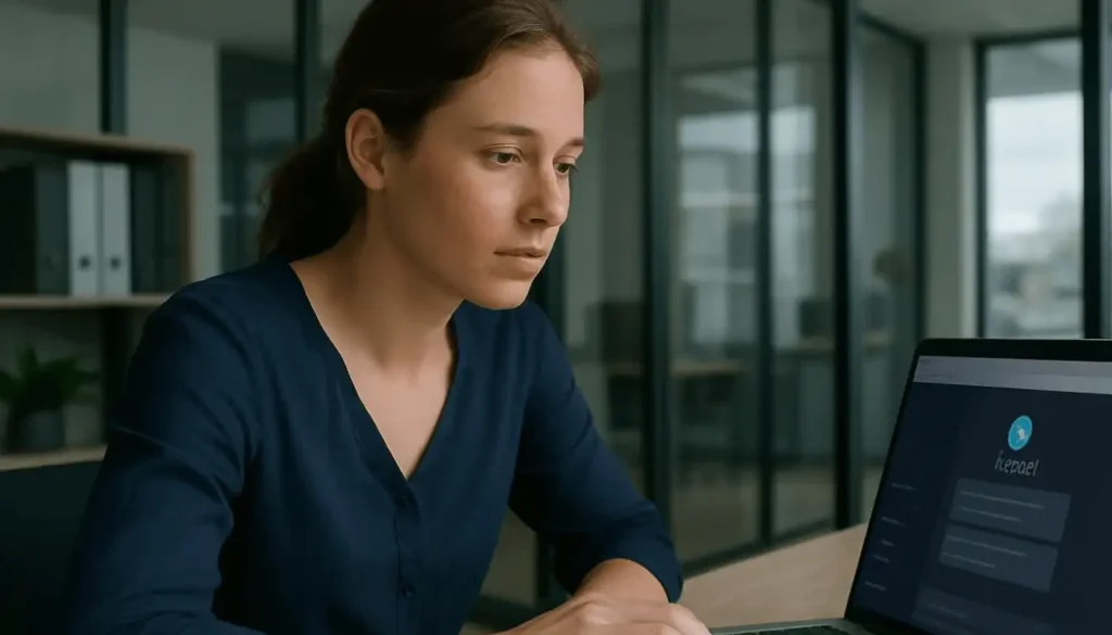 A Focused Woman Works With Ai-Powered Analytics In A Modern Office. How to Choose the Top AI Tools for Business Analytics