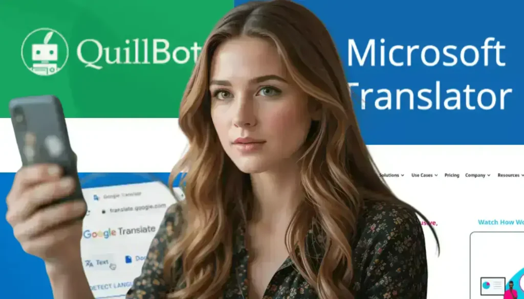 A Woman In Her 30S Sits In A Busy Café, Focused On Her Smartphone. AI tool for language translation-factors to consider when choosing an ai tool for language translation