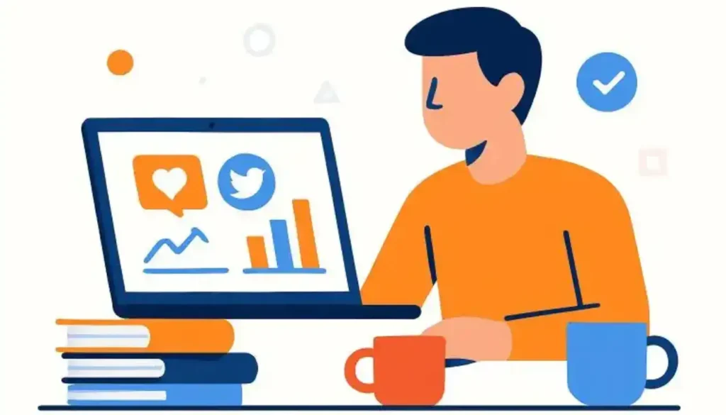 A Modern Office Desk Scene With A Minimalist Human Figure. free ai tools for marketing-free ai tools for social media marketing
