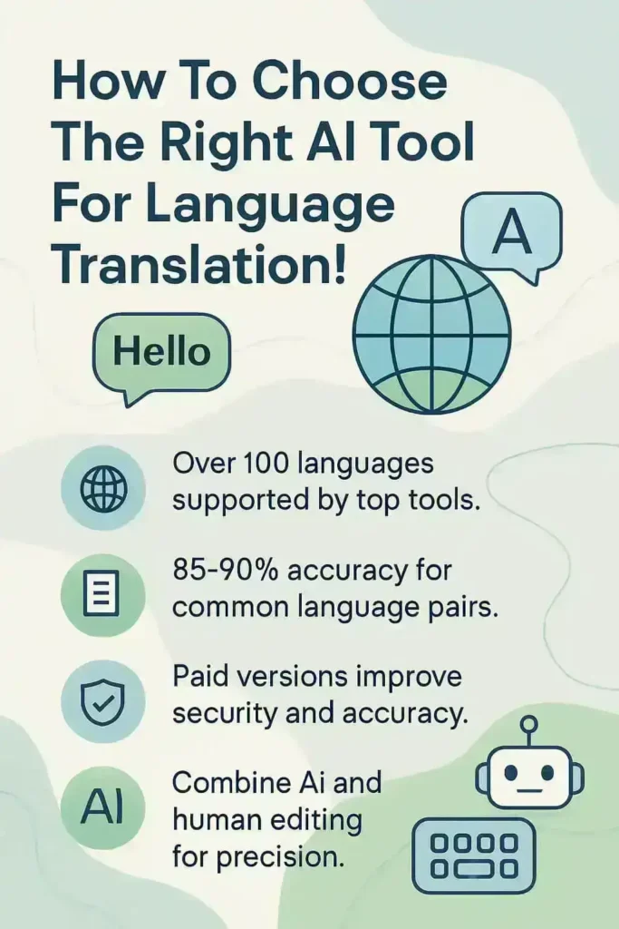 How To Choose The Right Ai Tool For Language Translation! 2 infographic how to choose the right ai tool for language translation