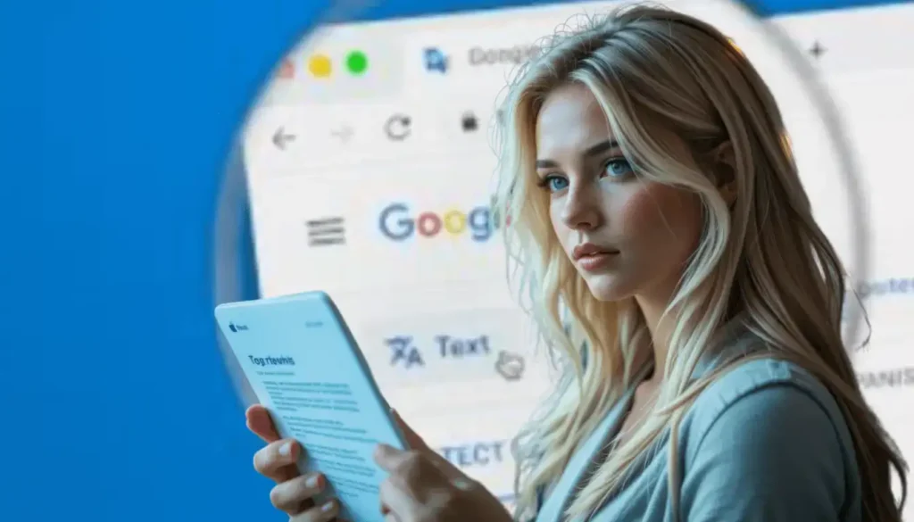 A Person Using Ai Translation Tools In A Cluttered Study Space. new AI tool for language translation.